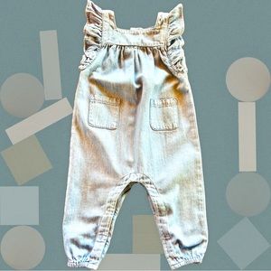 Denim Ruffle Coveralls (12-18M)